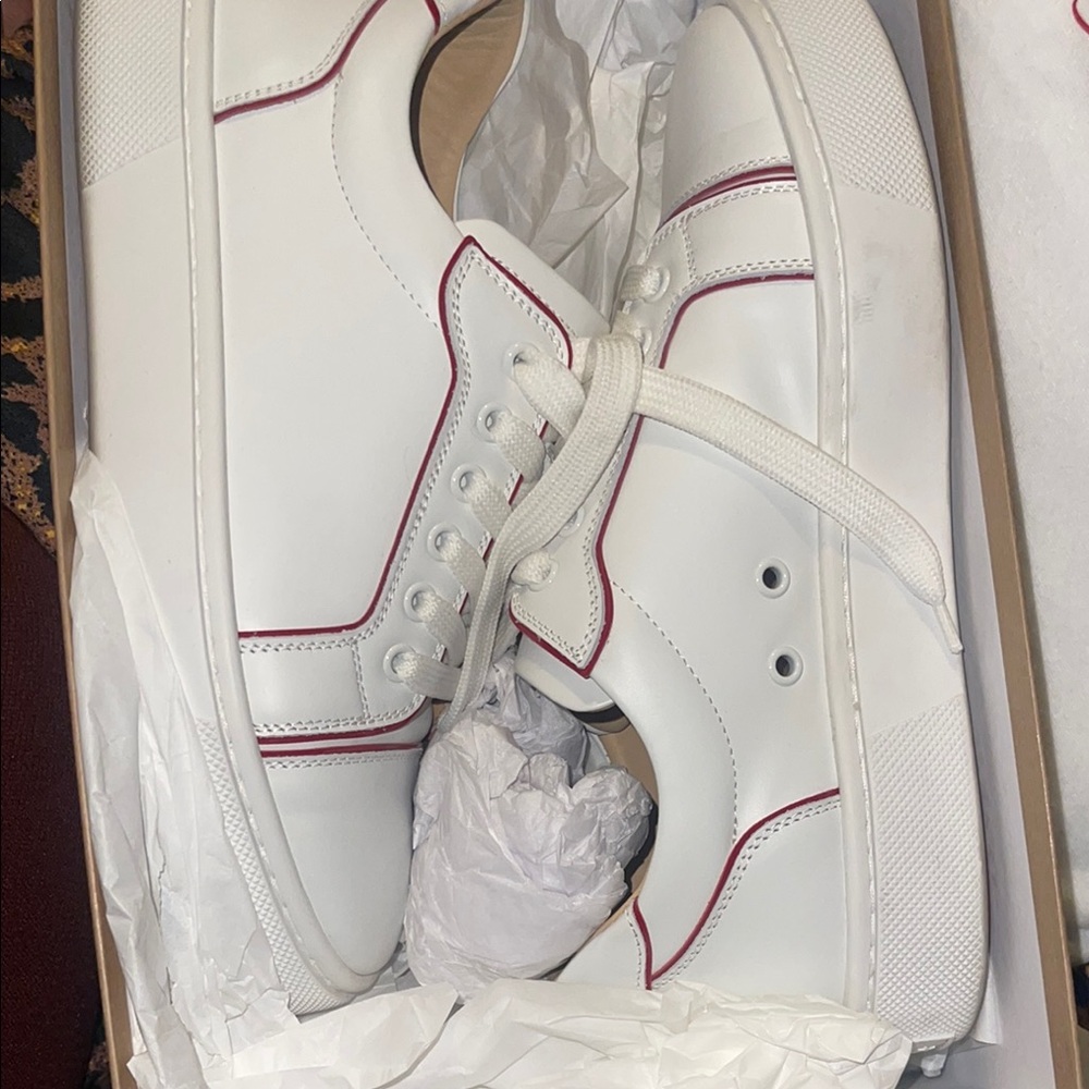 Christian Louboutin White Sneakers with Red Accents